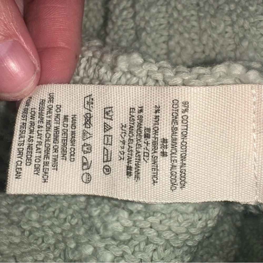 Free People Green Chunky Knit Sweater Cotton Women's Large‎ Oversize Boho
